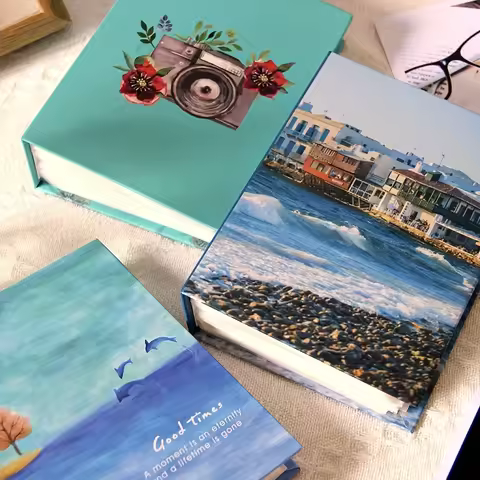 100-Photo 6-Inch Straight Scenic Paper Photo Albums - Beautiful Travel and Nature Themes for Memory 