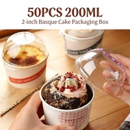 50PCS 200ML 2-inch Basque Cheesecake Packaging Box Cake Pudding Puff Dessert Takeaway Box