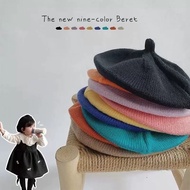Unisex Plain Knitted Korean Style Children's Beret Hat Kids Korean Hat Baby Beret Hat