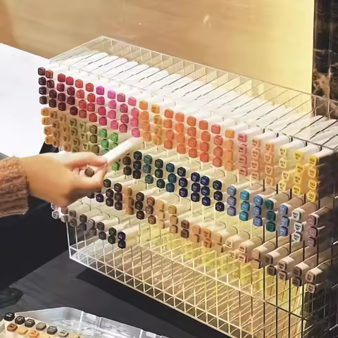 Acrylic Transparent Marker Holder Stationery Storage Box Pen Pencil Desk Marker Organizer Office Sch