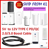 USB Type C to DC 5.5x2.1mm 12V Boost Cable For Universal 5G Modem/ Home Wifi Router Yeacomm NR330 ZB