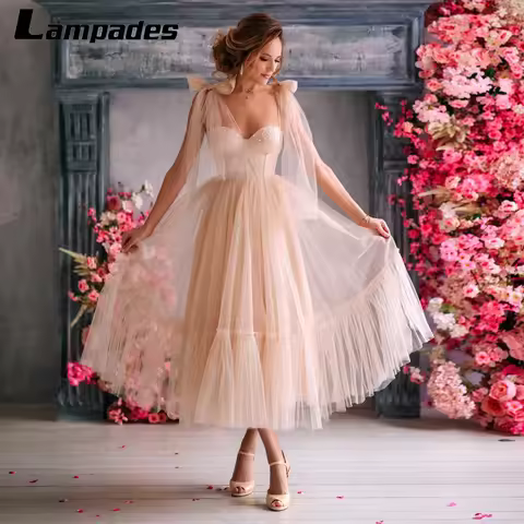 Spaghetti Straps Crystals Champagne Tulle Cocktail Dresses For Day And Night Party Vestidos Cortos D