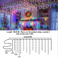 3 Meters/9.8ft LED Icicle String Lights (With Remote), Colorful Copper Wire Lights, USB Powered, Sui