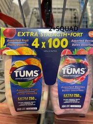 ［加拿大代購］Tums中和胃酸水果味咀嚼鈣片 4枝×100片 (套裝)
