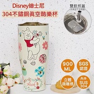 【Disney 迪士尼】不鏽鋼真空酷樂杯 冰霸杯 保溫杯900ml -維尼-黃/維尼-粉/史迪奇/奇奇蒂蒂共四款任選 維尼-黃