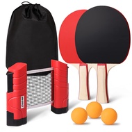 XGEAR Anywhere Ping Pong Equipment to-Go Includes Retractable Net Post, 2 Ping Pong Paddles, 3 pcs B