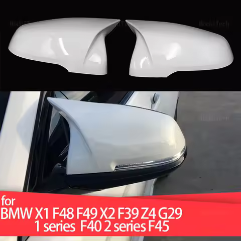 Carbon Fiber White Rearview Mirror Cap Wing Side Mirror Cover Fit For BMW F44 F40 G29 x1 F48 F49 X2 