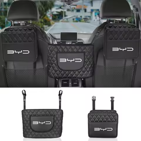 Car Seat Back Organizer Storage Bag Interior Parts Leather Bag Car ​Accessorie For BYD Tang F3 E6 At