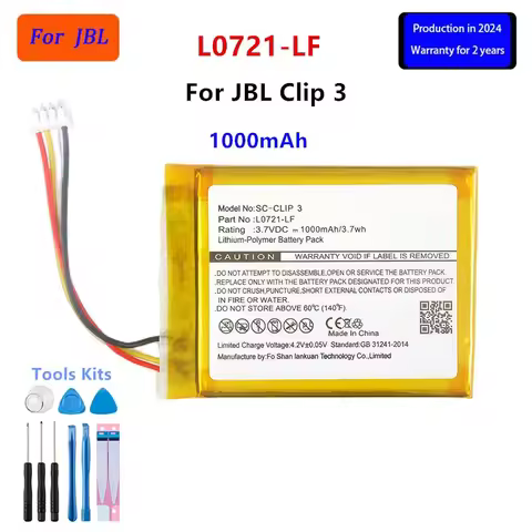 Original L0721-LF 1000mAh For JBL Clip 3 Clip3 Clip 3AN Clip 3SAND Bluetooth Speaker Replacement Bat
