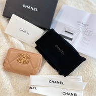 CHANEL 19 晶片款 全新可送禮 拉鍊卡包 泰奶色/深奶茶色 卡包 零錢包