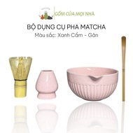Bộ Dụng Cụ Pha Matcha gồm Chawan Chổi Chasen Chân đế Thìa tre Bộ Dụng Cụ 4 Món Pha Matcha