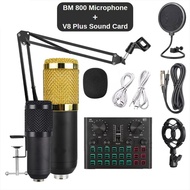 🧸JAMESKGOODS🍒 V8 Sound Card & BM-800 Microphone Kit - Complete Vocal Recording Studio for PC & Phone