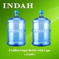 INDAH 3 Gallon Standard Empty Water Bottle With Caps For Water Dispenser x 2