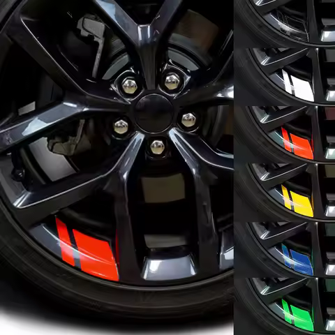 6Pcs Reflective Car Wheel Rim Vinyl Stickers Hash Mark Stripe Racing Wheel Hub Decals for Size 18" -