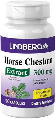 Horse Chestnut Extract 300 mg | 90 Capsules | Standardized to 20% Aescin | Traditional Herb | Non-GM