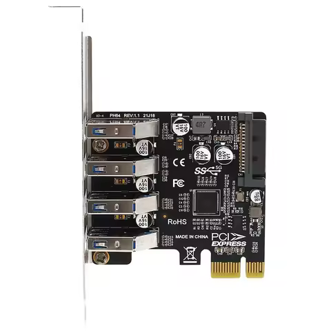 PCIe to 4 Port USB3.0 HUB+SATA 15Pin Power 5Gbps PCI Express Expansion Card USB 3.0 Controllor Adapt