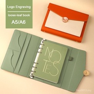 (Free logo engraved) A5/A6 girls' creative loose-leaf notebook, office notebook, hard leather journa
