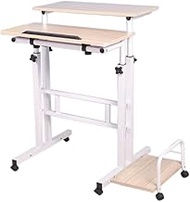 WSJTT Laptop Desk Wide Platform Stand Up Desk Riser with Quick Release Keyboard Tray Simple Folding Lift Table Lazy Bed Sofa Side Table Small Study Desk