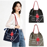 New Launch Korean Style Nylon Embroidery Tote Bag Large Capacity Shoulder Bag Daily Shopping Bag