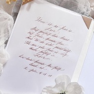 復古 手寫LOVE QUOTE 透明絲絨紙 結婚證書套 西洋書法