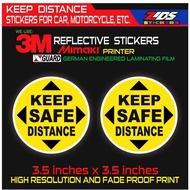 keep distance 3M reflective printed laminated sticker for cars, motorcyle, bicycle, etc.