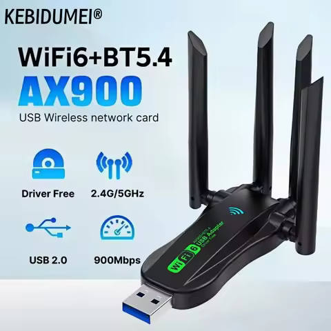 900Mbps WiFi Network Card 2.4G/5Ghz Bluetooth 5.4 Wi-Fi Dongle AX900 USB 4-Antenna Wireless Receiver