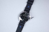 (包郵)PANERAI - 24mm/22mm (代用) 潛水款 黑帶藍字 Blue Logo 橡膠混合物代用膠帶配精鋼錶扣