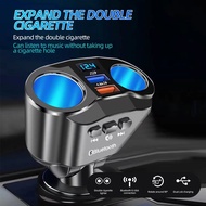 Bluetooth 5.0 FM Transmitter 12V Socket Cigarette Lighter Splitter Power Adapter Dual USB 4.8A Car Charger with Voltage Display