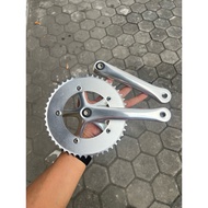CRANK FIXIE 48T BB BOX SILVER BLACK ALLOY ALUMINIUM FRONT GEAR FIXED GEAR SINGLE Bcd 130 AS Fixie Ge