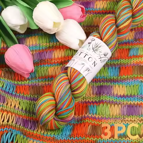 3 Balls 150g 8-Ply Cotton Yarn Soft Natural Crochet Yarn for Hand Knitting Sweater Scarf Hat DIY Cra