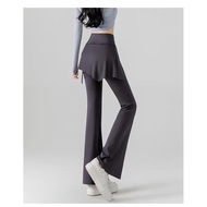 [WDF] New Style High-Stretch Polyester Fabric Fake Two-Piece Ladies Yuga Flared Pants, Sports Fitnes