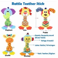 Happy monkey Rattle Stick Teether Baby Toy Stick Sound