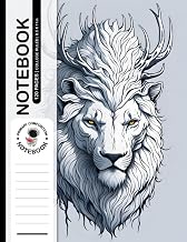 Composition Notebook College Ruled: Stylish White Lion with Antlers, Pop Art, Andy Warhol Style, Int