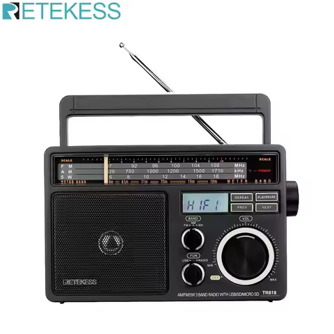 Retekess TR618 Portable Radios AM FM SW Shortwave Radio Rechargeable All Waves Radio Multiband Mp3 P