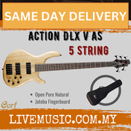 Cort Action DLX V AS Bass Guitar Jatoba Fretboard with Bag - Open Pore Natural