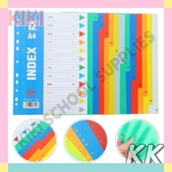 KK A4 12 Colors PVC Index Divider File Plastic Loose Leaf Binder Separator Student School Supplies
