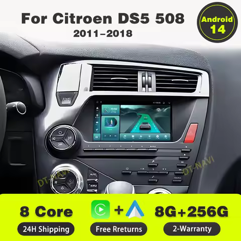 Android14 Car Radio For Citroen DS 5 DS5 508 2011 2014 2015 - 2018 Auto Wireless CarPlay GPS Multime