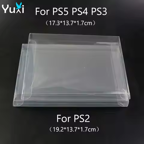 YuXi Clear Transparent Game Cartridge Box Case CIB Games Plastic PET Protector For PS5 PS4 PS3 PS2