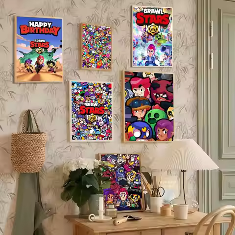 Game B-BRAWL STARS Self-adhesive Art Poster Whitepaper Prints Posters Artwork Aesthetic Art Wall Pai