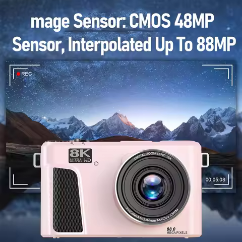 Digital Camera 8K 88MP 18x Zoom Autofocus WiFi Travel Camera with 3 Inch Flip Screen Multiple Filter