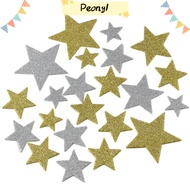 PDONY 200pcs Glitter Star Foam Stickers, Paper Silver and Gold Sparkly Foam Stickers, Sticky Stars S