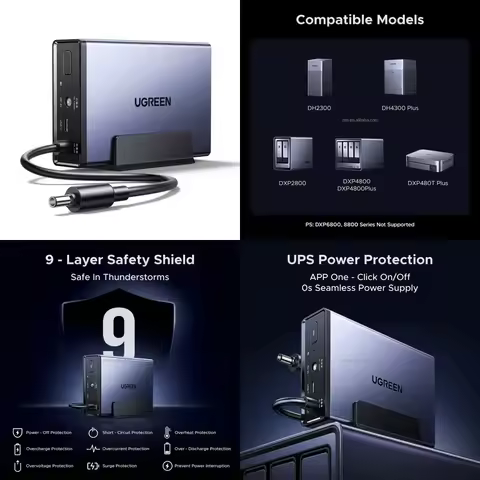 UGREEN NAS US3000 12000mAh Uninterruptible Battery Power Supply Bundle 4-Bay Desktop NAS 120W Max Ou