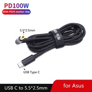 1.8m 100W USB Type C to 5.5*2.5mm Male Plug Converter USB C PD Charger DC Charging Cable Cord for As