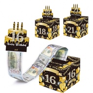 16/18/21/30-70th Birthday Money Gift Box For Cash Pull, Happy Birthday Money Gift Boxes For Cash Wit