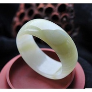 Natural Silk Wrapped White Jade Stone Bracelet Wide version Bangle Afghanistan Silk Wrapped Jade Bracelet Widened