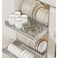 Kitchen Cabinet Pull Out Dish & Bowl Rack Stainless Steel Storage Rack Almari Pinggan 碗盘收纳架