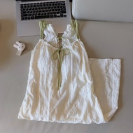 Milk Huhu Apricot Comfortable Cloud Cotton Home Nightdress Women Fixed Chest Pad Sling Home Service 