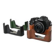 PU Leather Camera Case Bag Cover for Olympus E-M10 Mark IV, OMD EM10 IV Retro Leather Hard Case Half