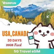 eSIM - United States of America (USA) / Canada (Exclude Alaska & Guam) 5G Travel eSIM - 10-30 Days U