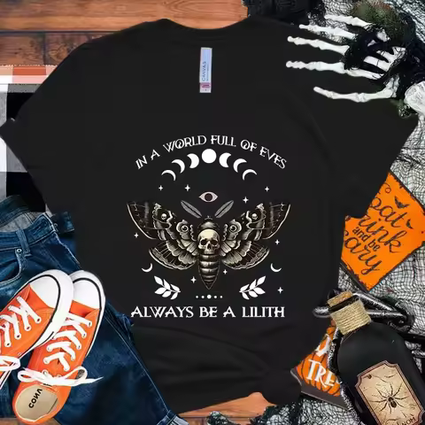 Funny Halloween Bee In A World Full Of Eve'S Always Be A Lilith Printed Shirt Women'S Casual Persona